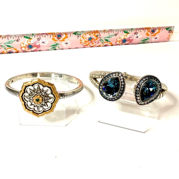 TWO Brighton Hinged Bangles:  Crystal cuff and Compass Star Medallion - Picture 1 of 6